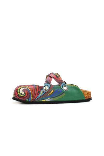 Mundos Women's Vegan Leather Multicolor Crisscross Straps Slipper - Ethnic Model - Wcal3266