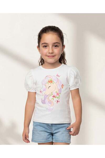 REDTAG Girls White Embellished T-Shirt