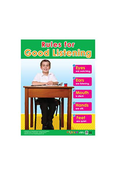 123Publishing House قواعد الاستماع الجيد - لوحة جدارية باللغة الإنجليزية