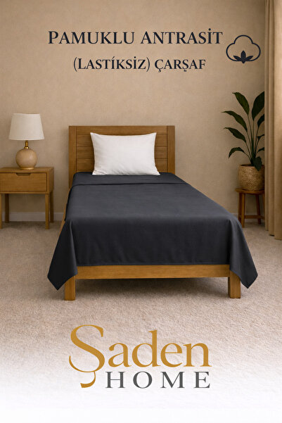 SADEN HOME Pamuk komad pojedinačnog antracitnog stola Čaršav x 240 cm