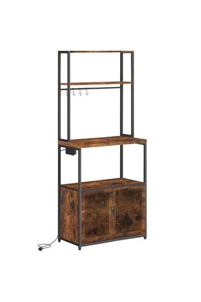 VASAGLE Raft de bucătărie cu priză încorporată și blat de lucru înalt de 90 c...