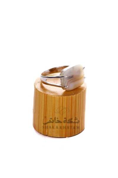 Shaka Khatam Square Pearl Silver Ring