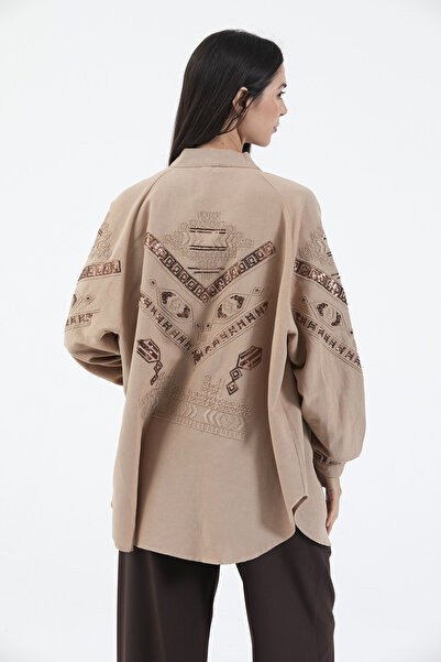 Dadali Stone Embroidered Embroidery Detailed K Linen Kimono