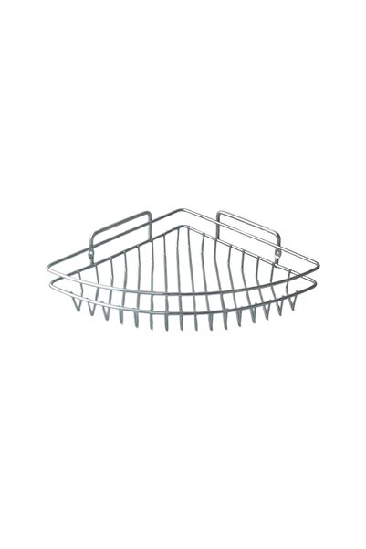 flores Etajera de colt pentru baie, metal, un raft, crom lucios, 220 x 220 x ...