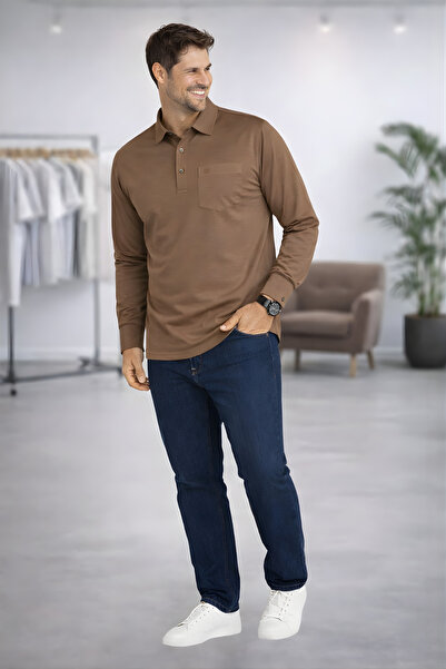 BayBayan Men's Interlock Fabric Basic Casual Shirt Collar Sweater