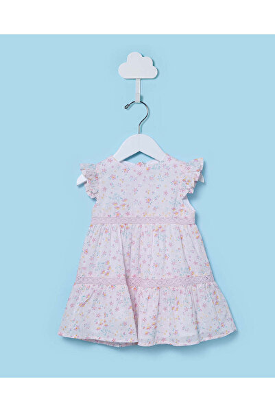 REDTAG فستان دوبي وردي مطبوع بالكامل للفتيات الصغيرات