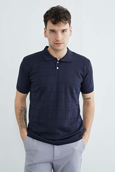 Fulla Moda Πλεκτό μπλουζάκι με λαιμόκοψη πόλο Με σχέδιο