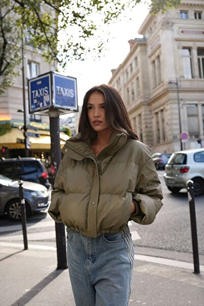 NYMPHA CLOTHING Oversized Puffer Jacket, Green, Cosmic Camo