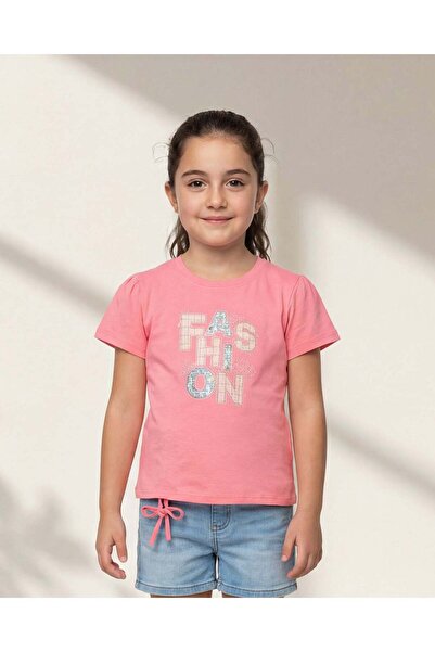 REDTAG Girls Pink Embellished T Shirt
