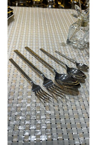 KÖSEOĞLU HOME Özfirat Silver 60 Piece Fork and Spoon Set
