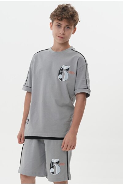 HayKids Set pentru băieți Slate Blue Graphic cu imprimeu tricou și pantaloni ...