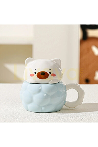 Livava 3D Animal Figured Pouf Design Ceramic Mug, 13X8 - Blue