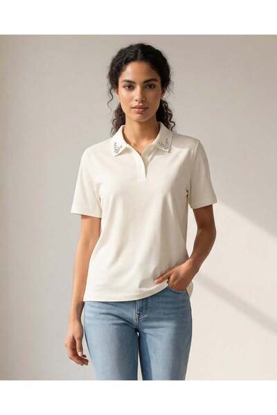 REDTAG Women White Polo Collar Top