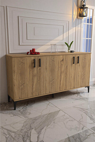 Moonlife Mobilya Hans 4 kapaklı Çok Amaçlı Konsol Tv Sehpası Çam