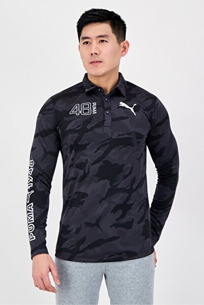 Puma Men Sportswear Fit Long Sleeve Camouflage Training Polo Shirt, Multicolor