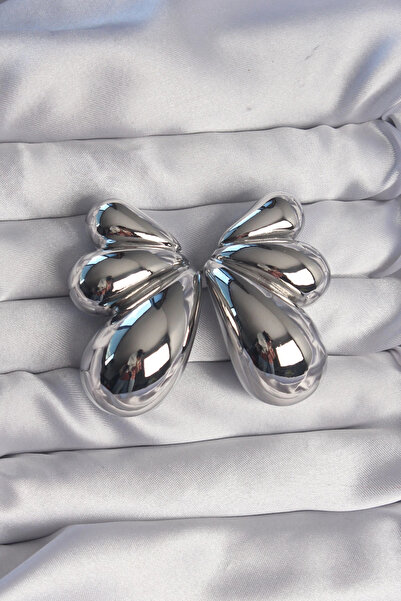 online kapsulavm avm alışveriş Brass Silver Color Chunky Curved Butterfly Ear...