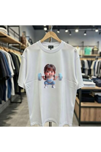 playwear Tricou cu gât rotund, cu imprimeu Tiny Halderci, 100% bumbac, cu cro...