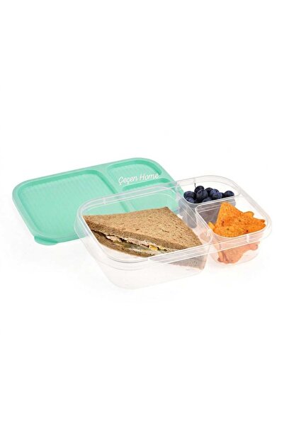 ÇEÇEN HOME (1 Piece) 3-Compartment Storage Container with Lid, Food Storage C...