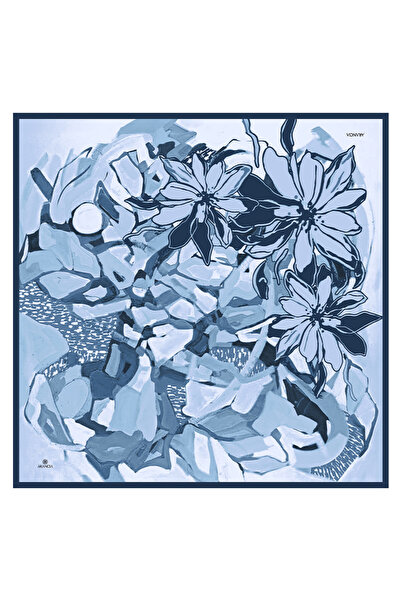 Arancia Eșarfă din mătase twill albastru marin 90X90