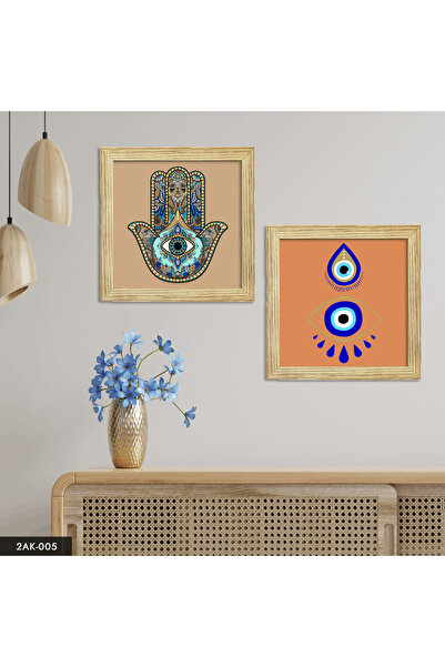 Evinemoda Ruka Device Marije i perla zla oka, 2-dijelna slika u drvenom okviru