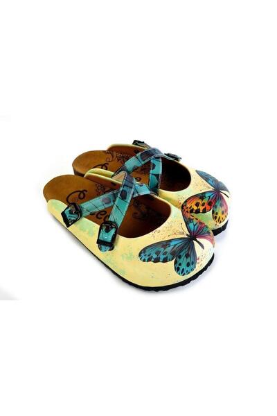Mundos Women's Vegan Leather Yellow Crisscross Straps Slipper - Butterfly Mod...