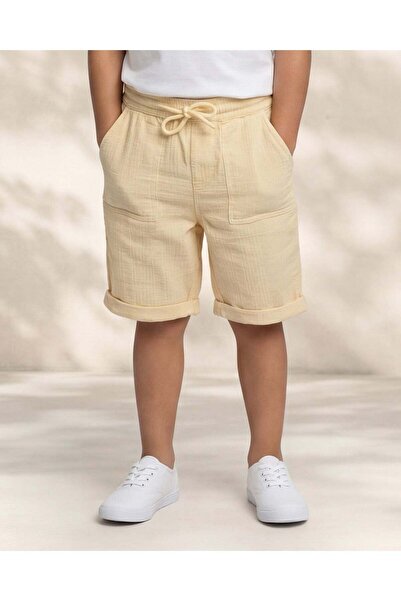 REDTAG Boys Cream Jacquard Pullon Shorts