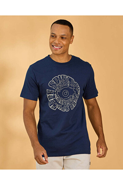 REDTAG تيشيرت رجالي أزرق داكن برسومات أساسية