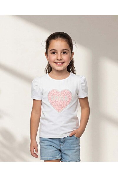 REDTAG Girls White Embellished T-Shirt