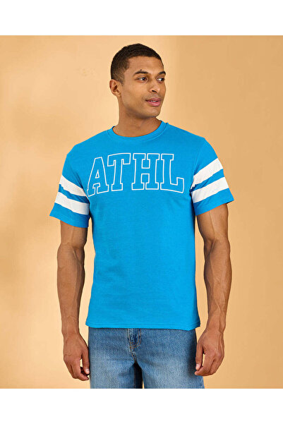 REDTAG تيشيرت رجالي أزرق بنقشة قماش إنترلوك