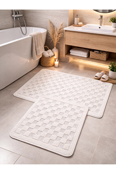 Myevilla Premium Natural Pamuk Kupatilski otirač Set Protivklizno Tkano Baza ...