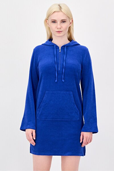 Juicy Couture فستان نسائي سادة بغطاء رأس ، أزرق