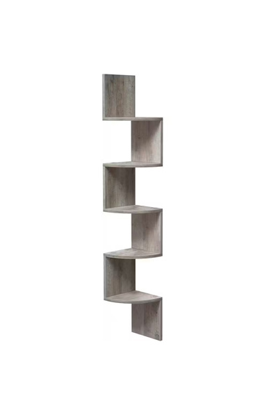 VASAGLE Corner Shelf with 5 Shelves, Wall-Mounted, 20x20x126 cm, Grey