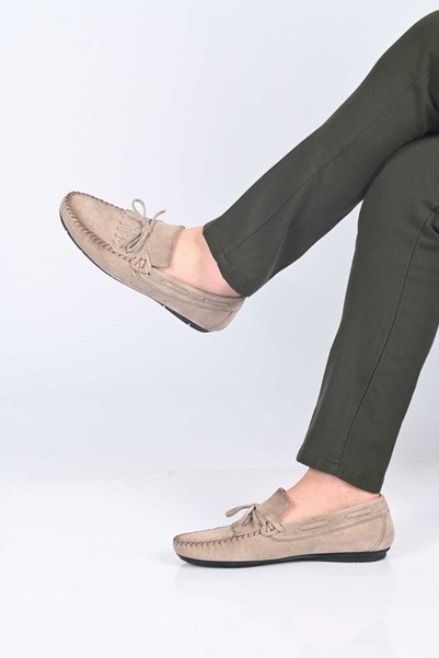 Bestello Laceless Bowknot Polyurethane Sole Genuine Leather Loafers 028-2065 Men's Shoes