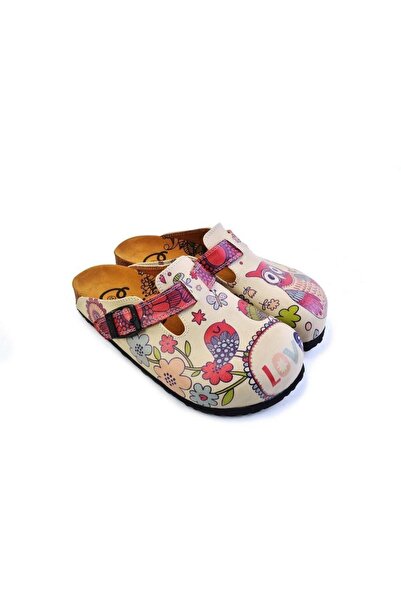 Mundos Women's Vegan Leather White Slipper - Love Owl Model - Cal374