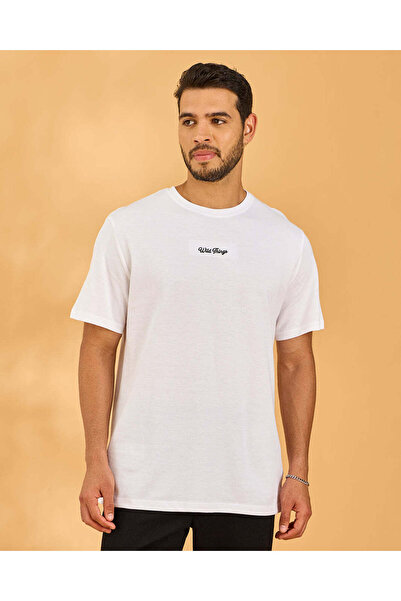 REDTAG Men White Pique Logo T-Shirt