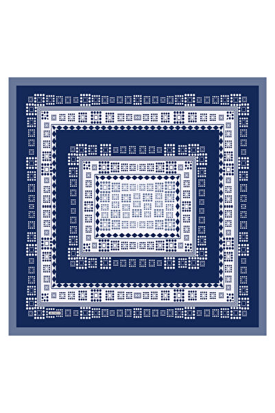 Arancia Eșarfă din mătase twill albastru închis 90X90