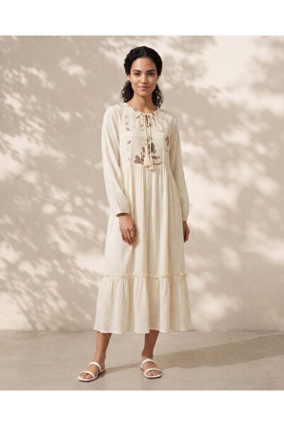 REDTAG Women Beige Embroidered Dress