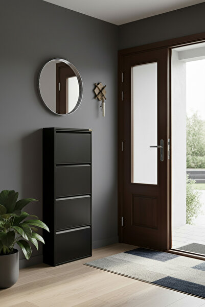 LICCIA Metal Ayakkabılık 4'lü Model Siyah