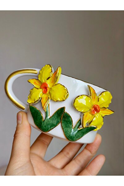 KOTYORA Yellow Flower Gift Handmade Ceramic Mug