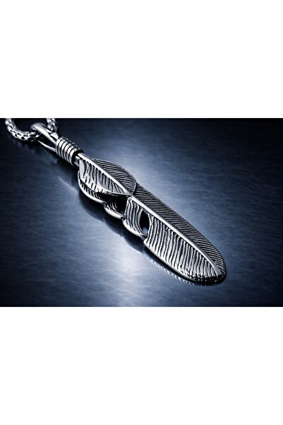 voyageaccessory Stainless Steel Antique Silver Color Masculine Design Feather...