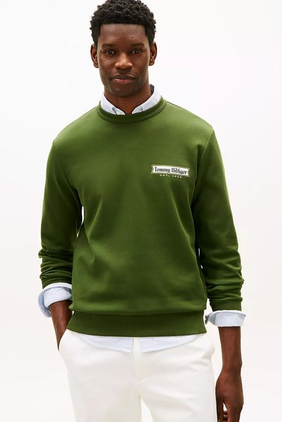 Tommy Hilfiger Men's Diner Retro Logo Crew Neck Sweatshirt - Green