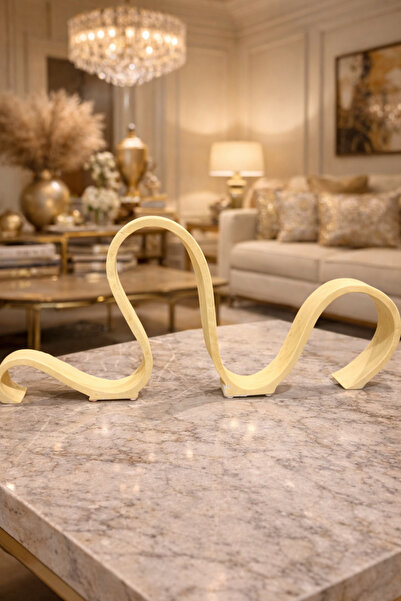 İSHTAR DEKOR Modern Kıvrık Kitaplık Aksesuar - Traverten Renk - 55*25 cm