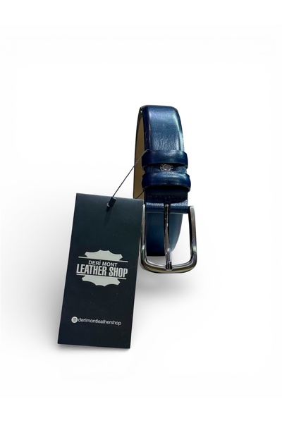 derimont Genuine Leather Navy Blue Suit Belt I