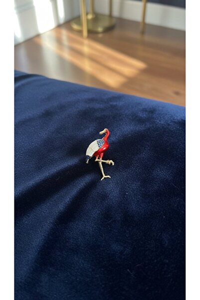 SR Jewelry Box Kırmızı Turna Kuşu Broş – Zarif Kuş Figürlü Yaka Aksesuarı