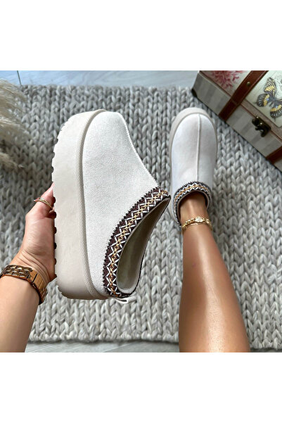 Casual Women's ankle boots made of Eco- Leather , casual, MDB25, Beige