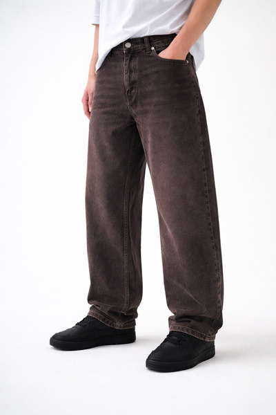 ÇEKİÇ KOT Erkek Baggy Vintage Jean-Kahverengi