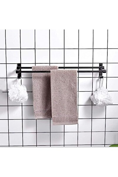 zola Wall towel rail, stainless steel, 2 arms, 60x11x9.5 cm, black
