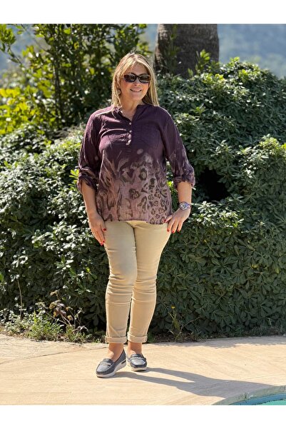 Punta Otantik YG14025 Bluză italiană cu trei nasturi P bumbac K in Mov