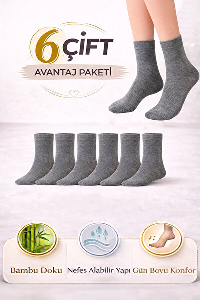 Bravie Ženske čarape sa Bambus utičnicama 7028 Pakovanje od 6 komada, sive