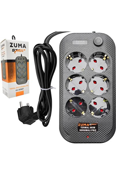 Zuma ZP-603 6lı Akım Korumalı Priz 3 Metre Anahtarlı